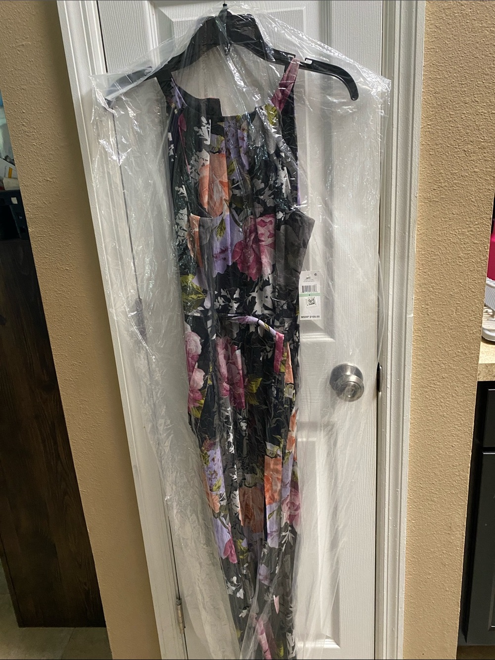 NWT black, floral long dress